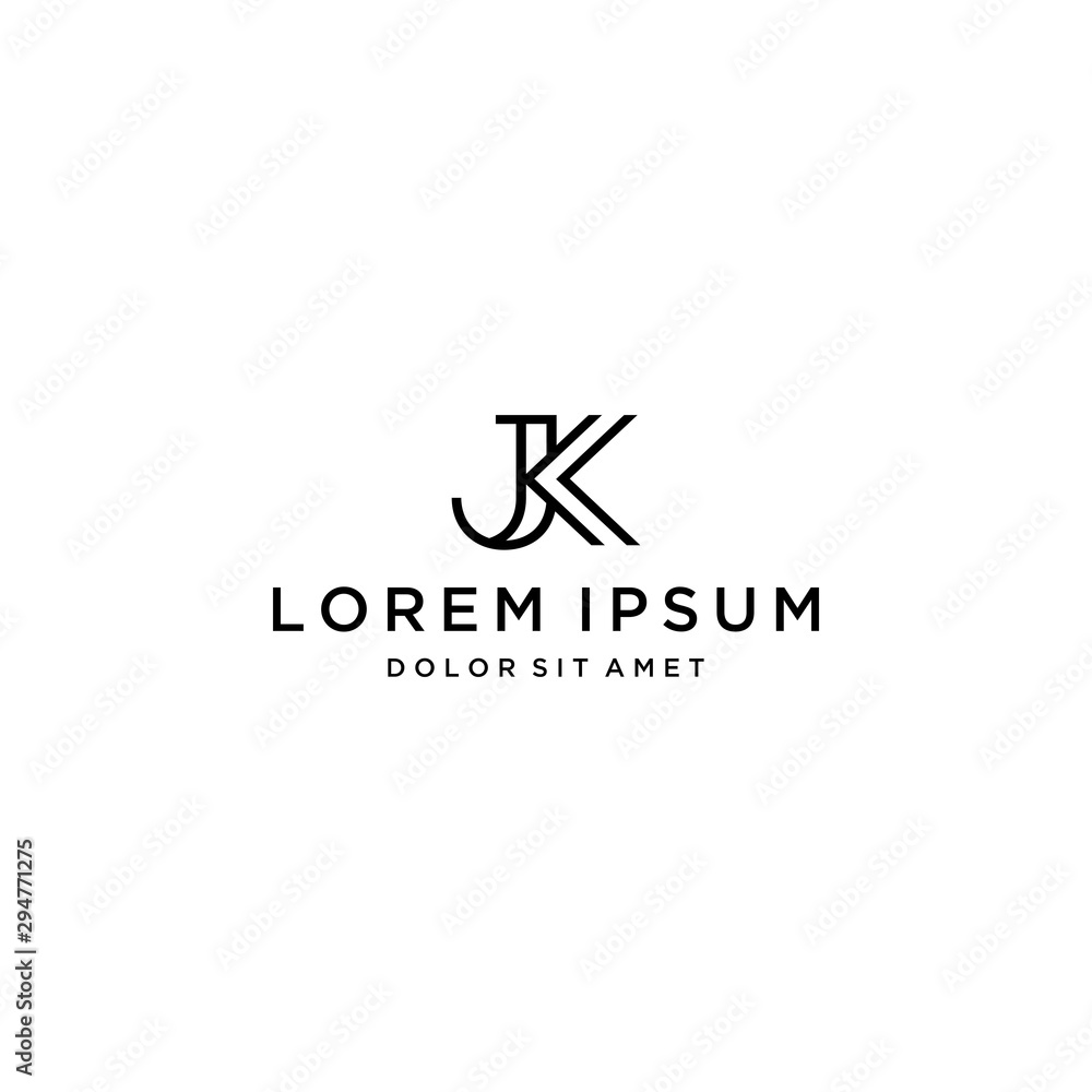 modern logo design, or monogram or initials JK line art modern logo design, or monogram or initials JK line art