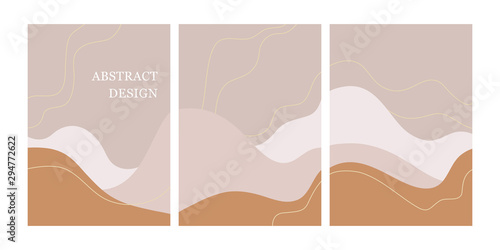 Set of modern design template with abstract organic shapes in pastel colors. Minimal stylish background for brochure, flyer, banner, poster and branding design. Vector illustration