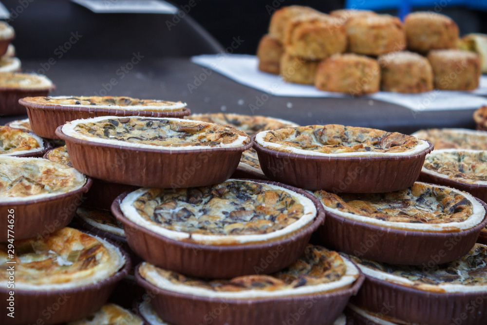 Fototapeta premium Small meatloaf at a street food stall. Street food concept.