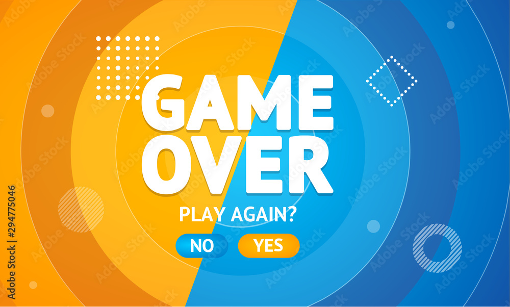 Game Over or Play Again Concept Banner Card. Vector Game Over or Play Again Concept Banner Card. Vector