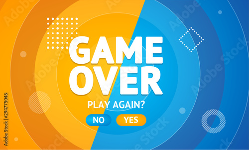 Game Over or Play Again Concept Banner Card. Vector