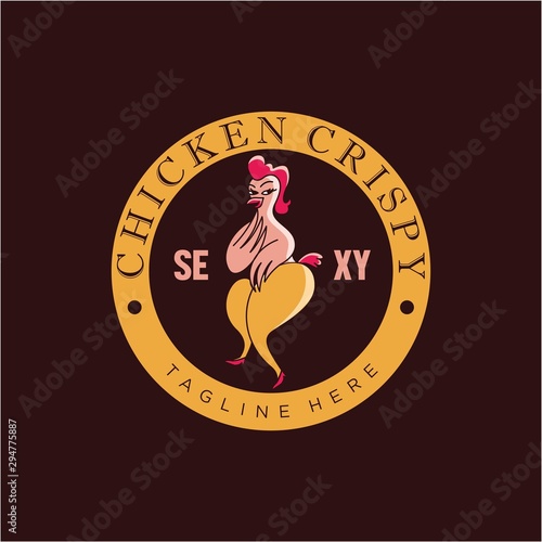chicken crispy for company - vintage logo design 