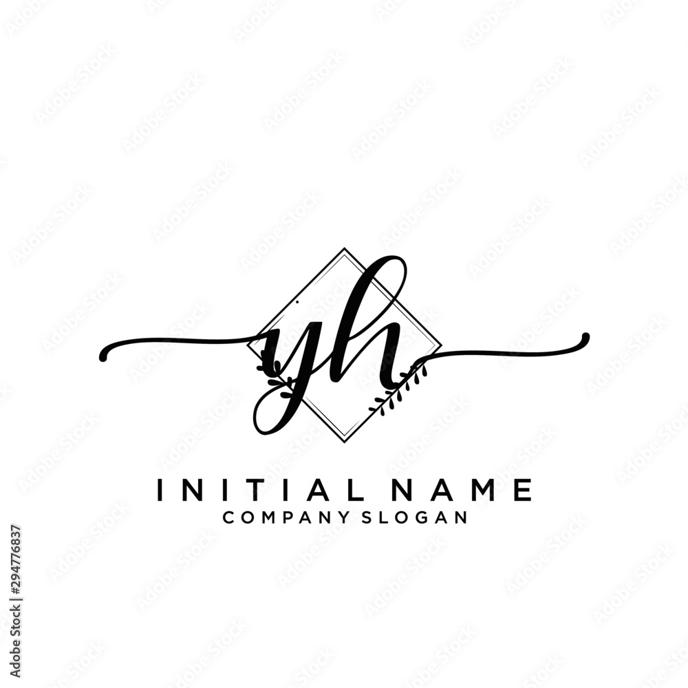YH Beauty vector initial logo, handwriting logo. YH Beauty vector initial logo, handwriting logo.