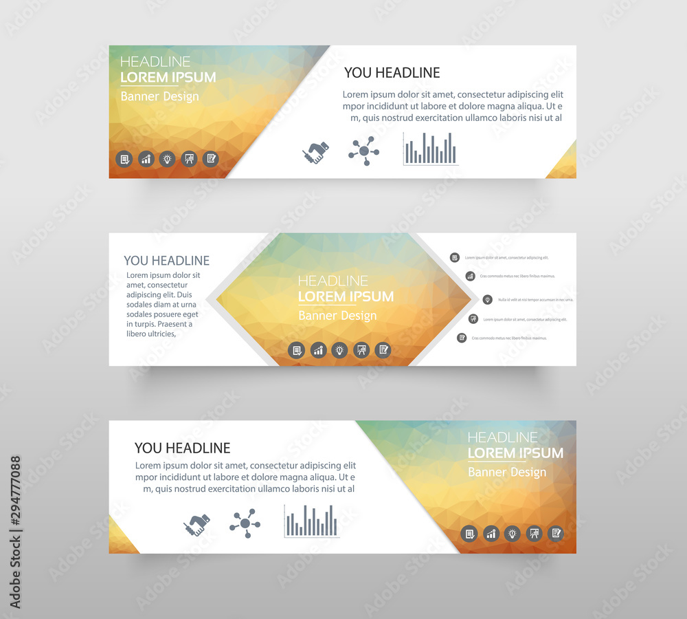 Naklejka premium Vector abstract geometric design banner web template. web banner modern low polygon set background design, Geometric background. eps10 vector illustration.
