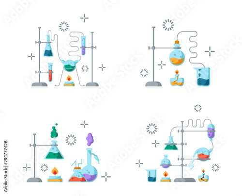 Laboratory Flasks Icon Set