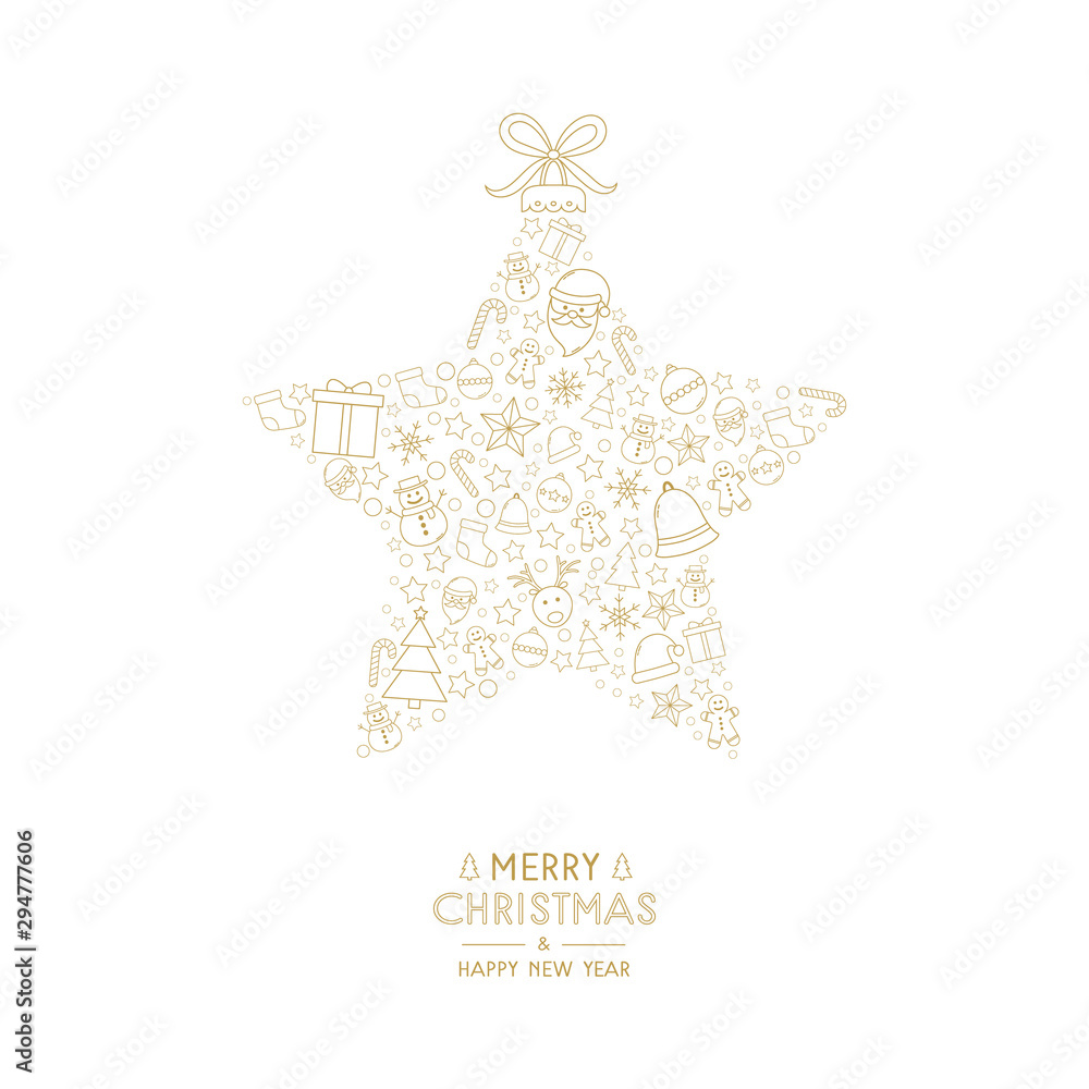 Beautiful Christmas greeting card with festive icons and text. Vector Beautiful Christmas greeting card with festive icons and text. Vector