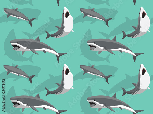 Great White Shark Attack Vector Seamless Background Wallpaper