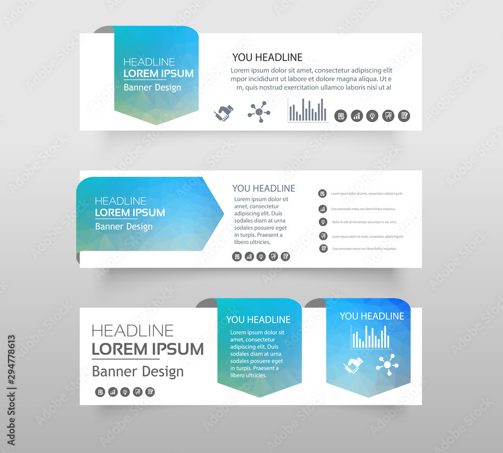 Abstract of Infographic web banner modern low polygon set background design, Geometric background. eps10 vector illustration.