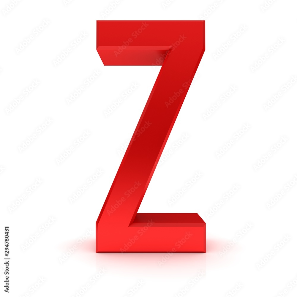 Z letter red Z character capital letter 3d render graphic sign 
