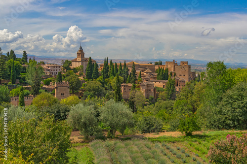 Alhambra. A view from the Generalife garden. UNESCO heritage site. Granada, Andalusia, Spain