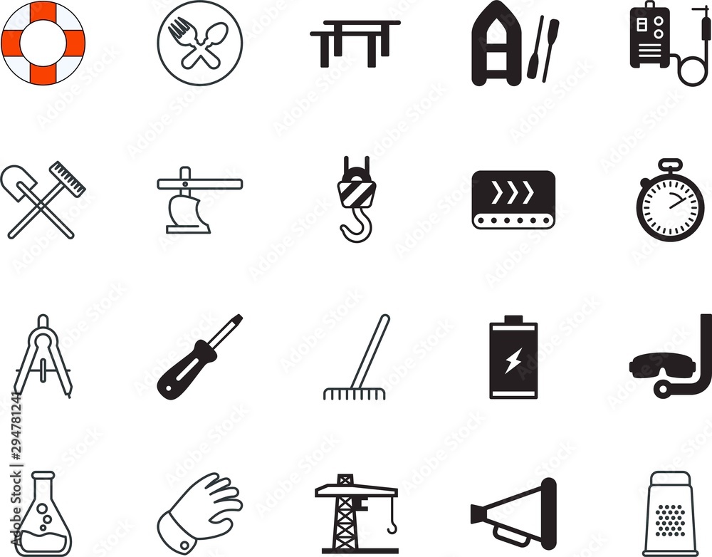 Obraz premium equipment vector icon set such as: conveyor, eat, quick, inverter, guard, cut, soil, hour, fix, gymnast, safe, announcement, fuel, swim, dive, snowplow, dishware, lake, counter, alert, snorkeling