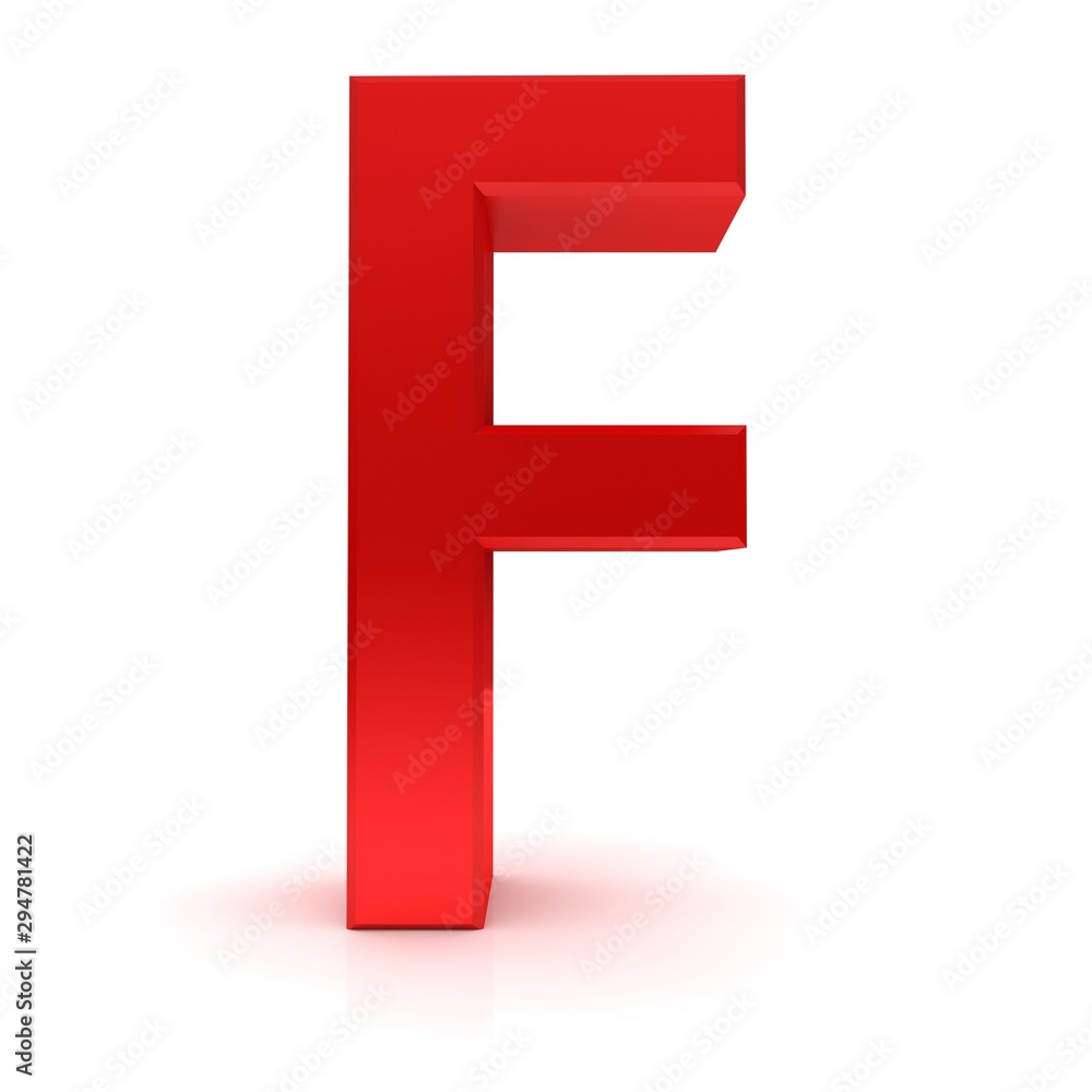 F letter red F character capital letter 3d render graphic sign F letter red F character capital letter 3d render graphic sign