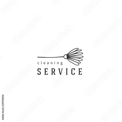Housekeeping and home cleaning theme. A mop silhouette. Vector hand drawn logo template.