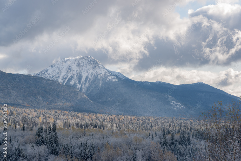 Fototapeta premium Mountains - Forests - Snow and Clouds