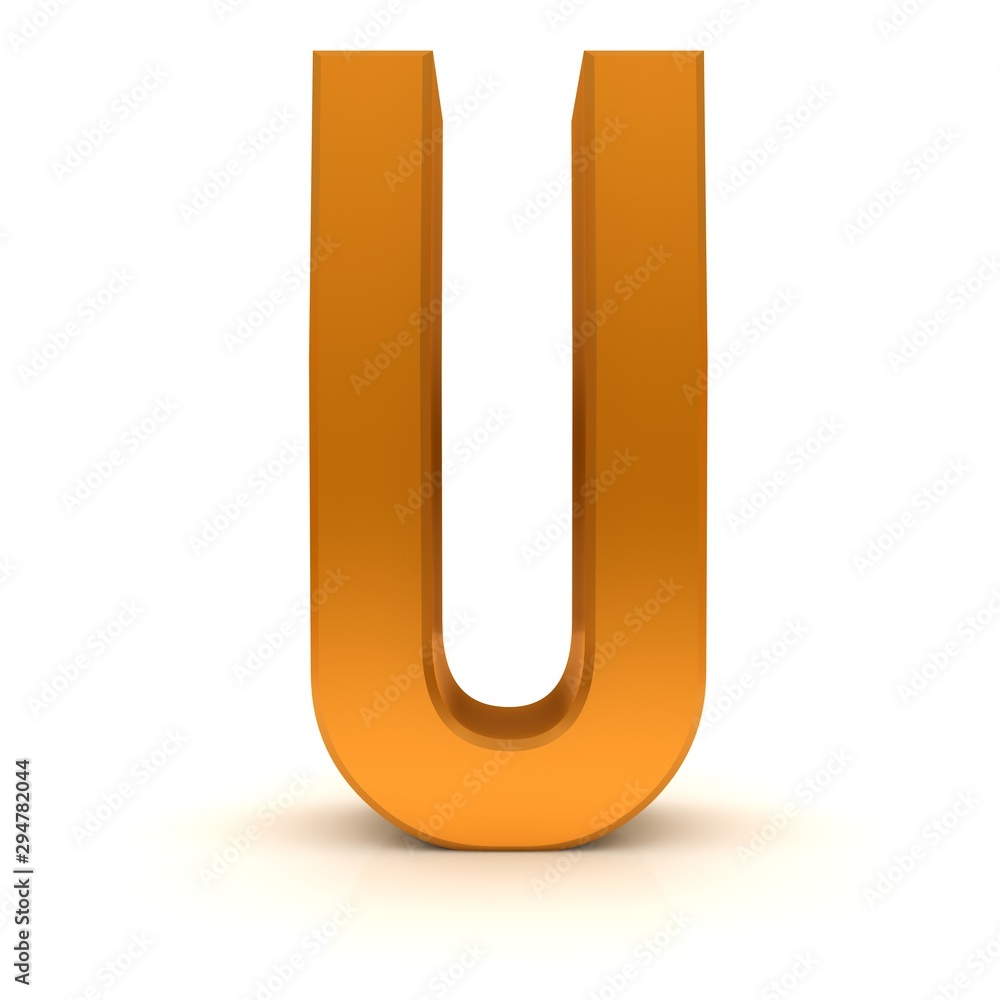 U letter 3d orange text sign U letter 3d orange text sign