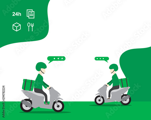 Delivery service cartoon, Grab food, transportation order, Template, Web banner, Mobile app, Food online, Fast delivery