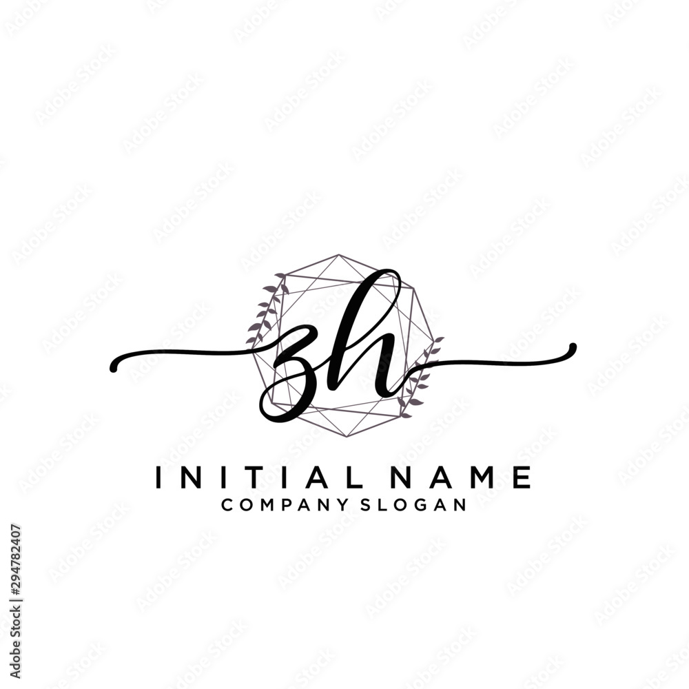 ZH Beauty vector initial logo, handwriting logo. ZH Beauty vector initial logo, handwriting logo.