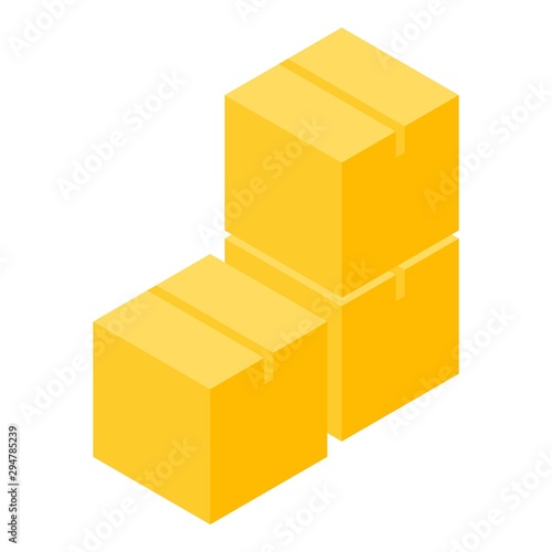 Parcel box stack icon. Isometric of parcel box stack vector icon for web design isolated on white background