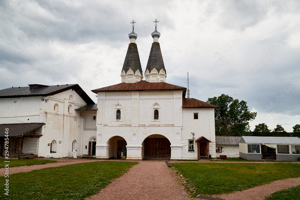 Entrance in Ferapontov monastery in a summer day