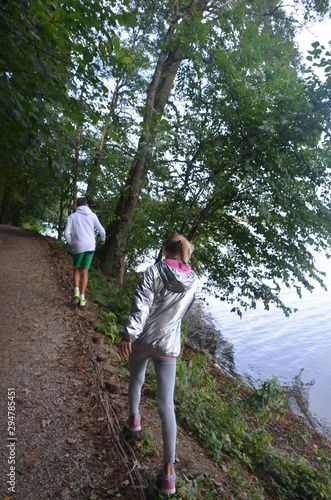 young couple walking in the park