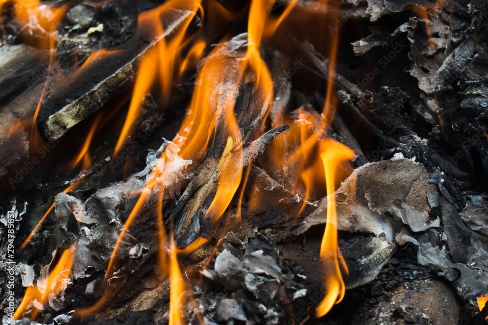 Campfire with red hot embers Campfire with red hot embers