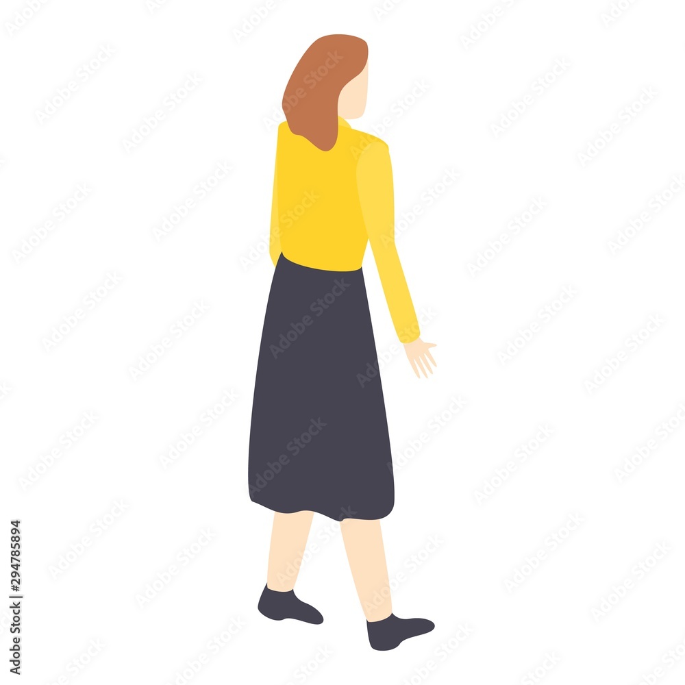 Walking woman icon. Isometric of walking woman vector icon for web design isolated on white background Walking woman icon. Isometric of walking woman vector icon for web design isolated on white background