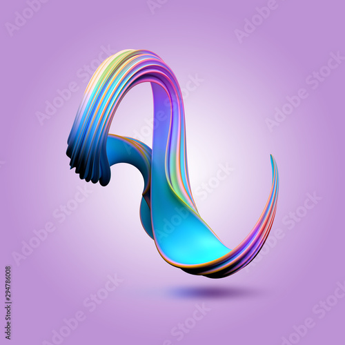 Colorful swirl on a lilac background. 3D render / rendering