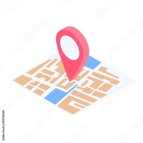 Gps map pin icon. Isometric of gps map pin vector icon for web design isolated on white background