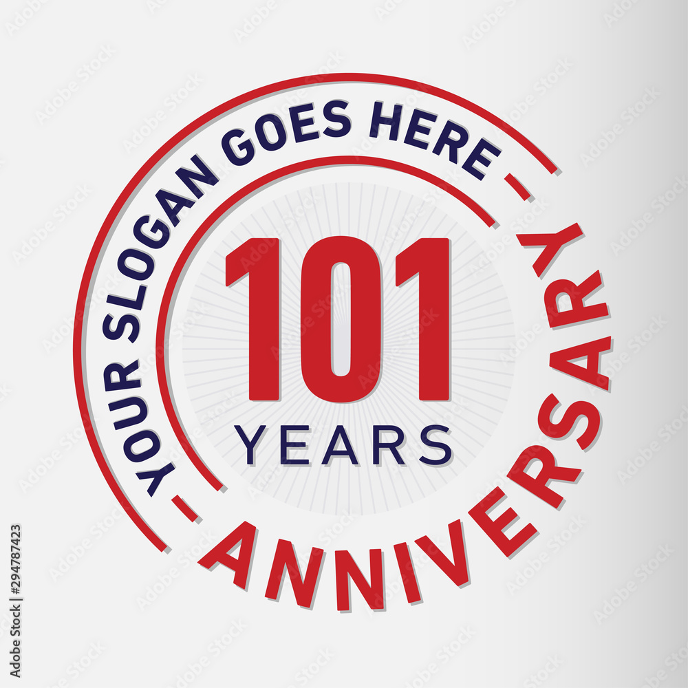 101 years anniversary logo template. One hundred and one years celebrating logotype. Vector and illustration.