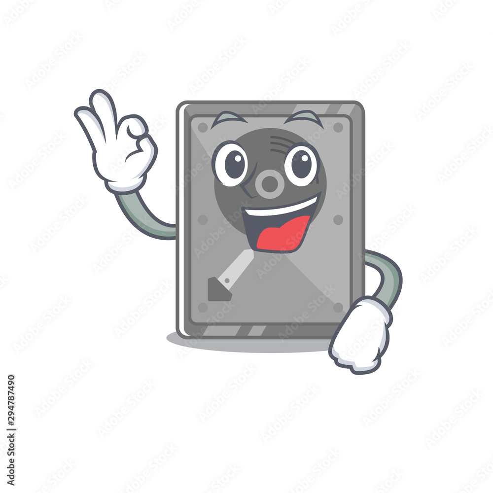 Okay hard drive internal mascot isolated cartoon Stock Vector | Adobe Stock