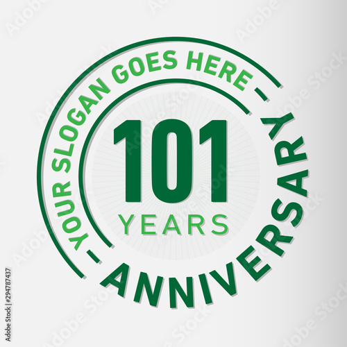 101 years anniversary logo template. One hundred and one years celebrating logotype. Vector and illustration.