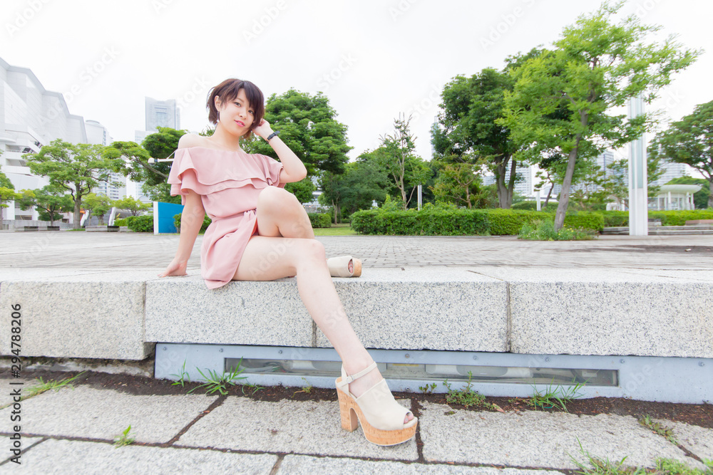 Fototapeta premium Berry cute Japanese young woman.