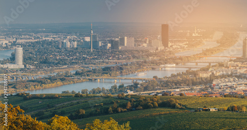 Photography Beautiful autumn in Kahlenberg. View of Vienna at sunset.