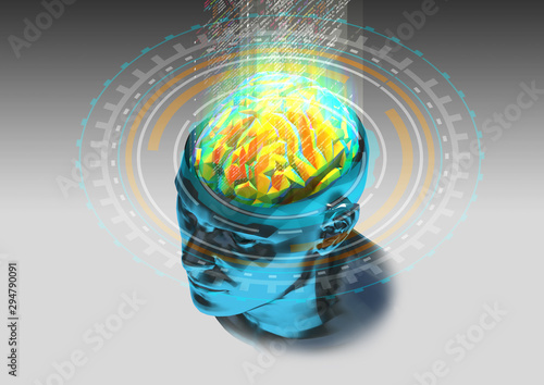 Machine learning , artificial intelligence, ai, deep learning blockchain neural network concept.