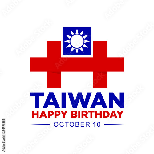 Republic of China or Taiwan National Day. October 10. Happy Double Tenth Day. Happy Birthday Taiwan. Vector Illustration.