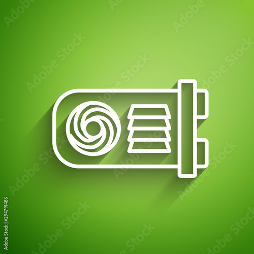 White line Mining farm icon isolated on green background. Cryptocurrency mining, blockchain technology, bitcoin, digital money market, wallet. Vector Illustration