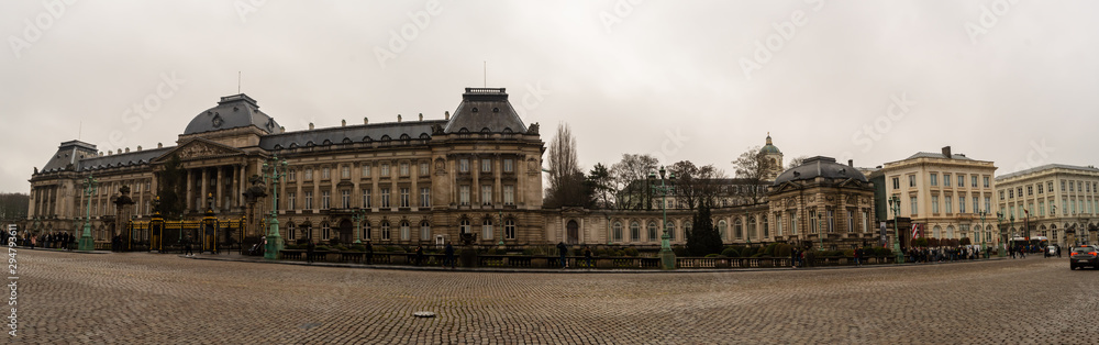 Royal Palace of Brussels, cloudy winter time in Brussels, Belgium on December 30, 2018. 