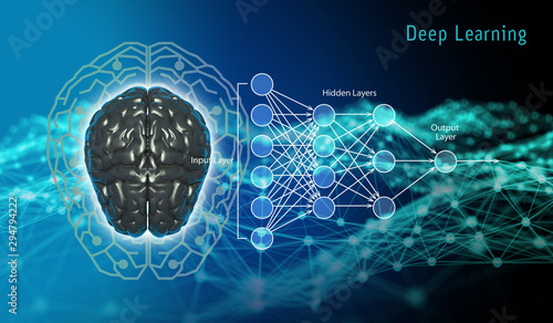 Cuadro en lienzo Machine learning , artificial intelligence, ai, deep learning blockchain neural network concept