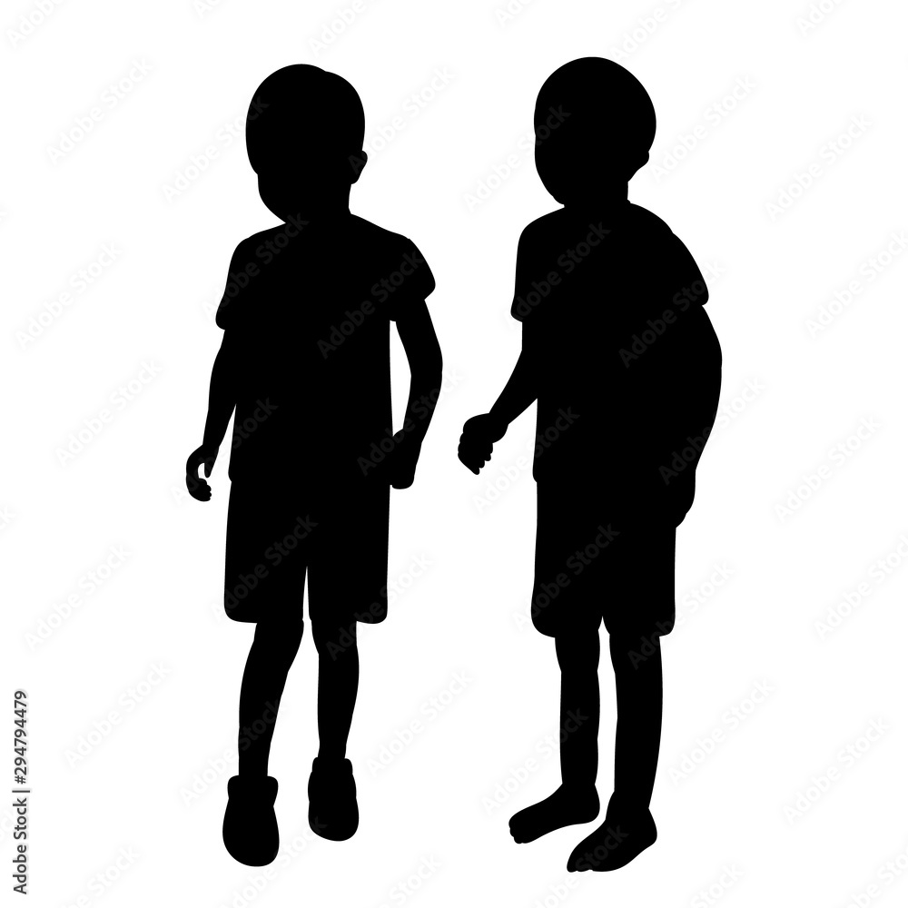 silhouette of a child , boys friends