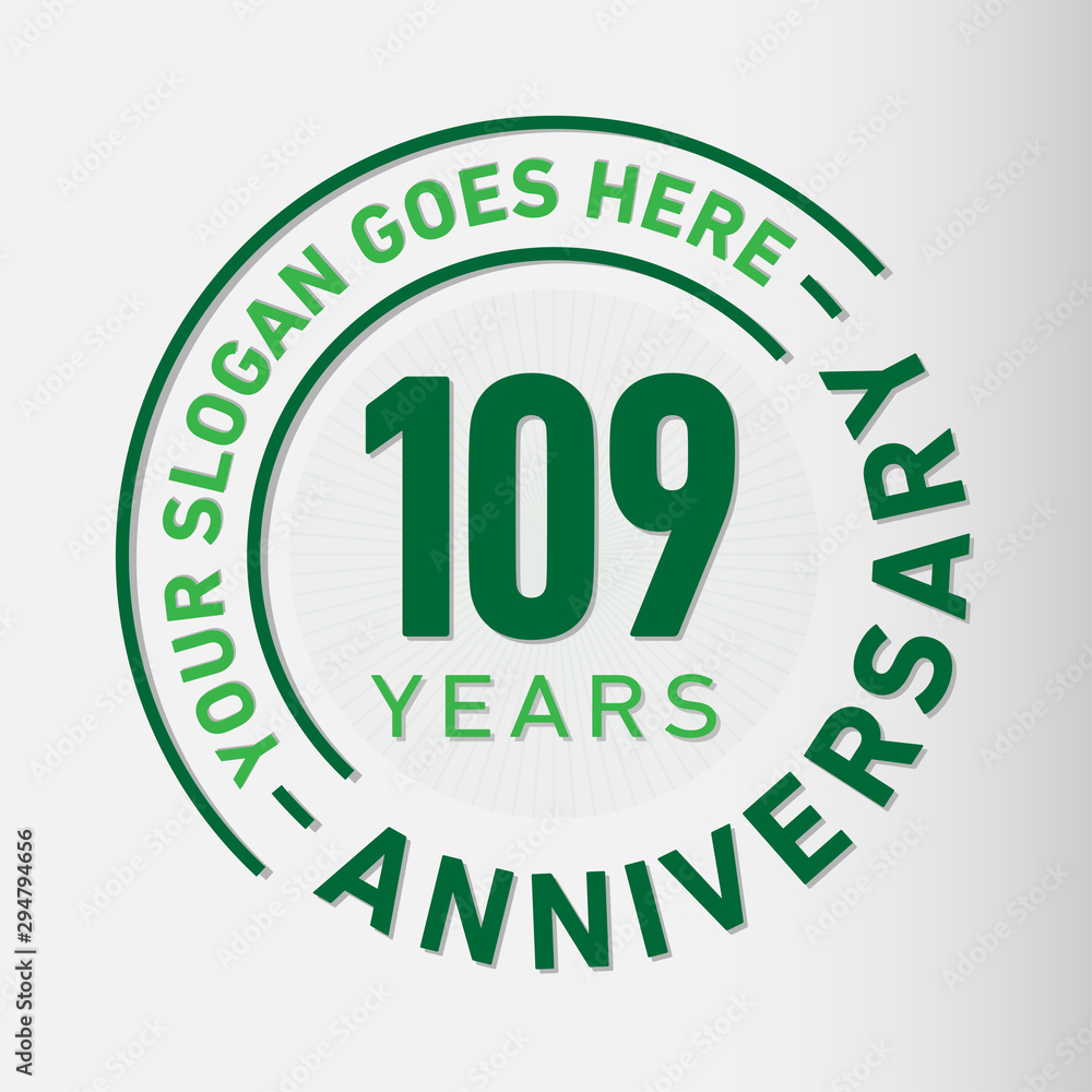 109 years anniversary logo template. One hundred and nine years celebrating logotype. Vector and illustration. 109 years anniversary logo template. One hundred and nine years celebrating logotype. Vector and illustration.