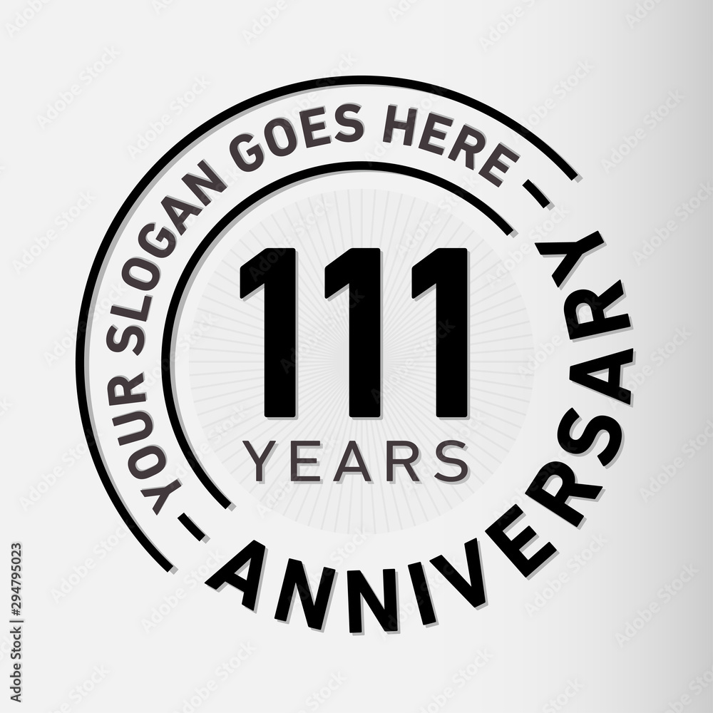 111 years anniversary logo template. One hundred and eleven years celebrating logotype. Vector and illustration. 111 years anniversary logo template. One hundred and eleven years celebrating logotype. Vector and illustration.