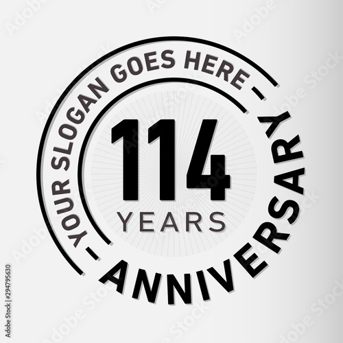 114 years anniversary logo template. One hundred and fourteen years celebrating logotype. Vector and illustration.