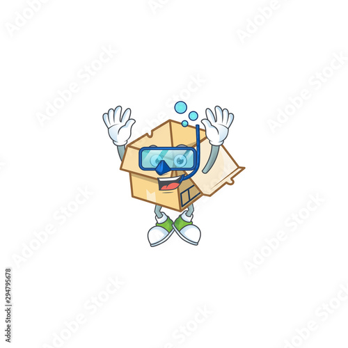 Diving cardboard open with character mascot shape