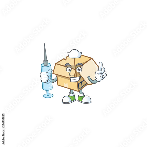 Nurse cardboard open with character mascot shape