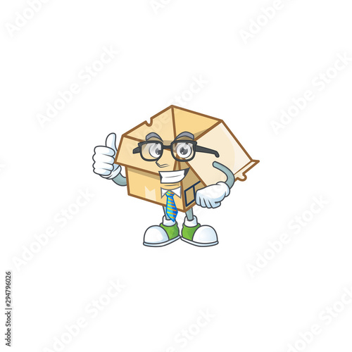 Businessman cardboard open with character mascot shape