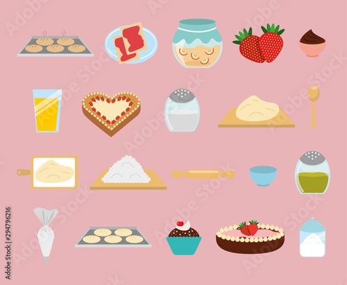 Sweet bakery icon set vector design