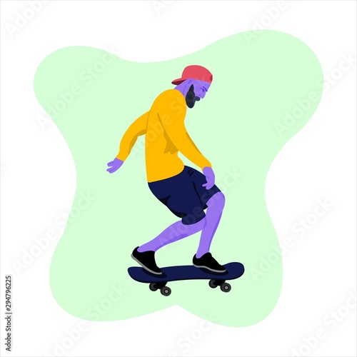 Skateboarding In Balancing Vector Illustration