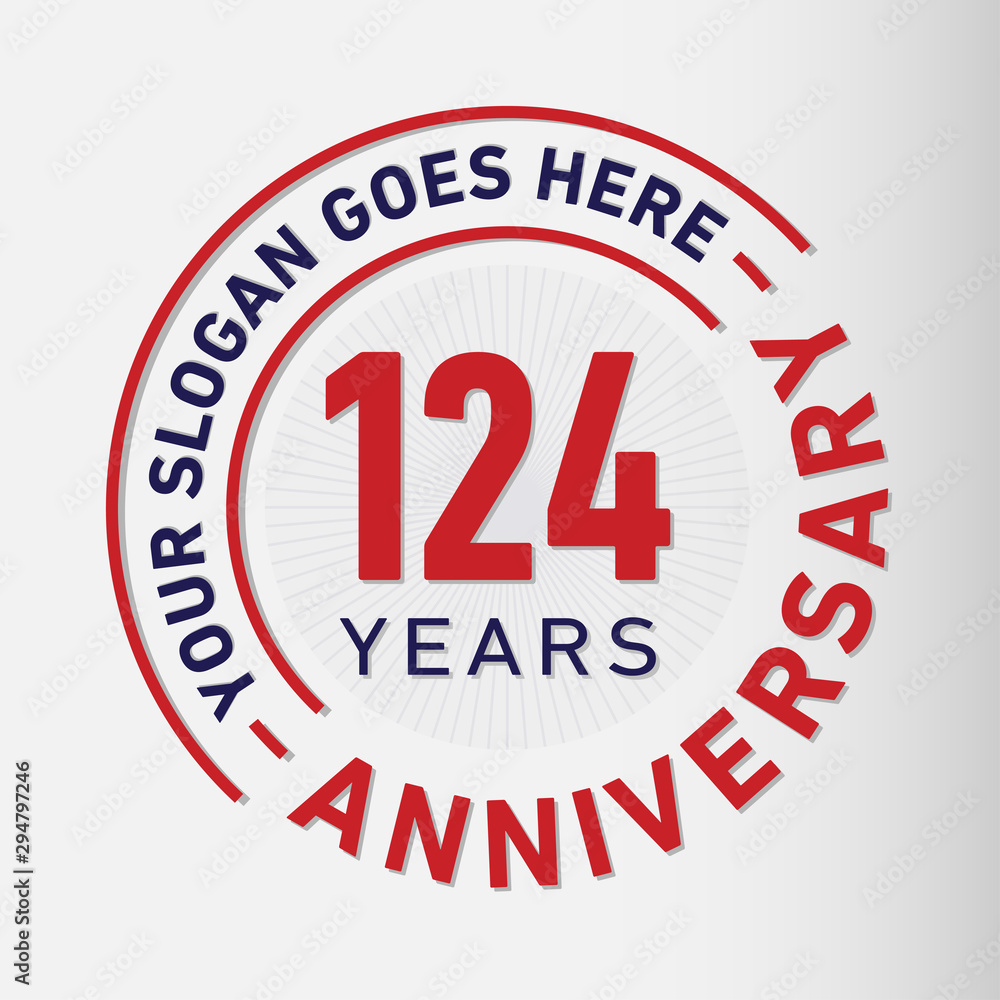 124 years anniversary logo template. One hundred and twenty-four years celebrating logotype. Vector and illustration. 124 years anniversary logo template. One hundred and twenty-four years celebrating logotype. Vector and illustration.