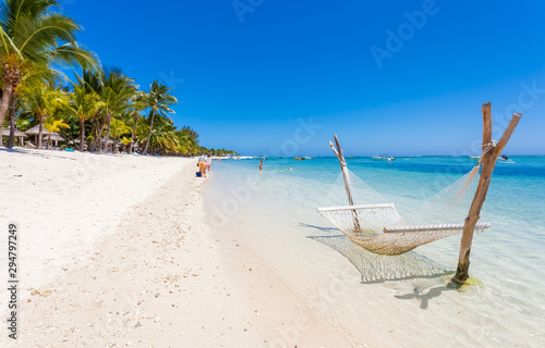 tropical beach in Mauritius, Morne Brabant 