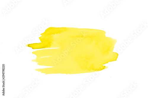 Abstract yellow watercolor stain on white background for your design